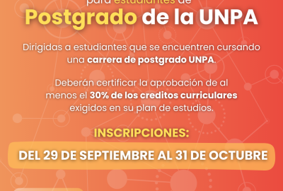 Flyer - Convocatoria 2026 - Becas de Investigación para Estudiantes de Postgrado de la UNPA