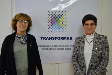 De izquierda a derecha: la Ing. Eugenia de San Pedro y la Prof. Roxana Puebla, candidatas a Vicerrectora y Rectora de la UNPA, respectivamente.